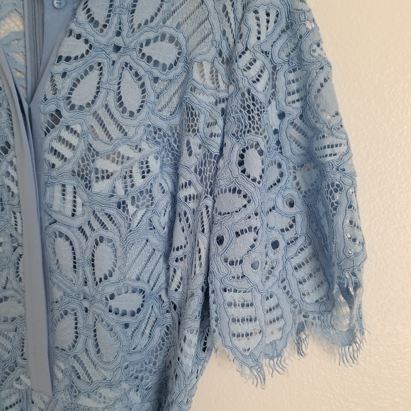 Lela Rose Lace Flutter Sleeve Collared Dress - Picture 11 of 15